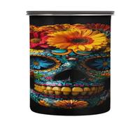Kutsu Airtight Storage Container Mexican Skull Colorful Flowers Stainless Steel Pantry Container for Kitchen, Airtight Seal Lid, Leak-Proof & Odorless, 30 oz
