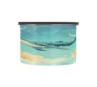 Kutsu Airtight Storage Container Whale Floating in The Sky Stainless Steel Pantry Container for Kitchen, Airtight Seal Lid, Leak-Proof & Odorless, 17 oz