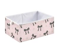 Kutsu Black Bow on Pink Storage Box, Foldable Storage Bins with Handle, Decorative Closet Organizer Boxes for Home