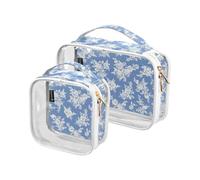 Kutsu Bouquet of Roses Toiletry Bag, Waterproof Makeup Bag for Women Men, Clear PVC Cosmetic Organizer for Traveling, Double Zipper, 2 Pack