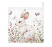 Kutsu Bunny Rabbit Baby Washcloths 3 Pack Muslin Washcloths for Newborns Infants Toddlers, Cotton Face Towels, Soft & Absorbent on Sensitive Skin