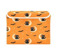 Kutsu Cats in The Moon Lidded Home Storage Bins, Foldable Storage Basket with Double Handle, Flip-Top Box for Clothes Documents
