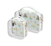 Kutsu Christmas Angels Toiletry Bag, Waterproof Makeup Bag for Women Men, Clear PVC Cosmetic Organizer for Traveling, Double Zipper, 2 Pack
