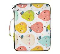 Kutsu Colorful Pears Expanding File Folder with 6 Pockets, Portable Accordion File Organizer with Labels, Removable 3 Ring Zipper Binder Bag for Office Supplies, 10.6x3x14.2 in