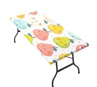 Kutsu Colorful Pears Rectangle Table Cloth with Elastic Band, Fitted Table Cover for Indoor Outdoor Use, Spill-proof, 2.5x6 ft