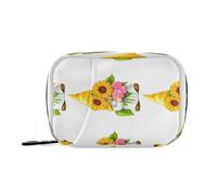 Kutsu Cute Gnome Sunflowers Pill Box Portable Pill Case Travel Medicine Organizer for Fish Oil Vitamin Supplement
