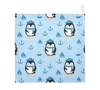 Kutsu Cute Penguins Baby Washcloths 3 Pack Muslin Washcloths for Newborns Infants Toddlers, Cotton Face Towels, Soft & Absorbent on Sensitive Skin