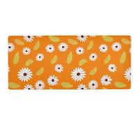 Kutsu Daisies on Orange Extended Gaming Mouse Pad, Large Mousepad with Non-Slip Rubber Base, Mouse Mat Desk Pad with Stitched Edges for Work Office Home, 35.4 x 15.7 in