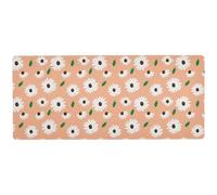 Kutsu Daisies on Peach Extended Gaming Mouse Pad, Large Mousepad with Non-Slip Rubber Base, Mouse Mat Desk Pad with Stitched Edges for Work Office Home, 35.4 x 15.7 in