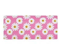 Kutsu Daisies on Pink Striped Extended Gaming Mouse Pad, Large Mousepad with Non-Slip Rubber Base, Mouse Mat Desk Pad with Stitched Edges for Work Office Home, 35.4 x 15.7 in
