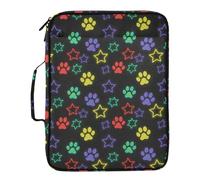 Kutsu Dog Paw Star Expanding File Folder with 6 Pockets, Portable Accordion File Organizer with Labels, Removable 3 Ring Zipper Binder Bag for Office Supplies, 10.6x3x14.2 in