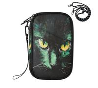 Kutsu Family Passport Holder for Travel RFID Document Organizer for 5 | Cat Evil Eyes Portable Passport Wallet with Zipper