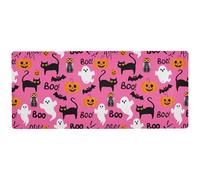 Kutsu Ghosts Pumpkins Cats Extended Gaming Mouse Pad, Large Mousepad with Non-Slip Rubber Base, Mouse Mat Desk Pad with Stitched Edges for Work Office Home, 35.4 x 15.7 in