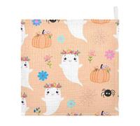 Kutsu Ghosts with Floral Crowns Baby Washcloths 5 Pack Muslin Washcloths for Newborns Infants Toddlers, Cotton Face Towels, Soft & Absorbent on Sensitive Skin