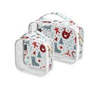 Kutsu Gingerbread Man Bell Toiletry Bag, Waterproof Makeup Bag for Women Men, Clear PVC Cosmetic Organizer for Traveling, Double Zipper, 2 Pack