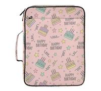 Kutsu Happy Birthday Expanding File Folder with 6 Pockets, Portable Accordion File Organizer with Labels, Removable 3 Ring Zipper Binder Bag for Office Supplies, 10.6x3x14.2 in