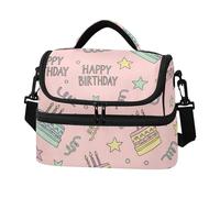 Kutsu Happy Birthday Lunch Bag Insulated Leakproof Lunch Box with Adjustable Shoulder Strap, Double Deck Cooler Bag for Work Picnic, 8L