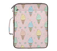Kutsu Ice Cream Expanding File Folder with 6 Pockets, Portable Accordion File Organizer with Labels, Removable 3 Ring Zipper Binder Bag for Office Supplies, 10.6x3x14.2 in