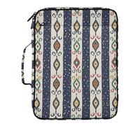 Kutsu Ikat Style Motif Expanding File Folder with 6 Pockets, Portable Accordion File Organizer with Labels, Removable 3 Ring Zipper Binder Bag for Office Supplies, 10.6x3x14.2 in