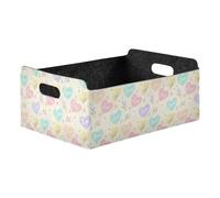 Kutsu Love Heart Storage Basket, Foldable Open Storage Bins with Double Handle, Felt Boxes for Office Desk, Rectangular Closet Organizer Containers for Home Bedroom