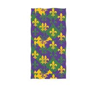 Kutsu Mardi Gras Fleur De Lys Flower Bath Towel, Highly Absorbent Cotton Soft Bath Hand Towel for Bathroom Kitchen Hotel Spa, 64 x 32 In