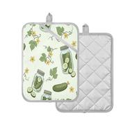 Kutsu Pickles in Jars 2 pcs Potholders with Pocket, Cotton Oven Hot Pad Heat Resistant Oven Mitts for Kitchen Bakeware, 7x10 in