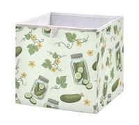 Kutsu Pickles in Jars Storage Box, Foldable Storage Bins with Handle, Decorative Closet Organizer Boxes for Home, 11x11x11 Cube