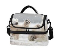 Kutsu Polar Bears Lunch Bag Insulated Leakproof Lunch Box with Adjustable Shoulder Strap, Double Deck Cooler Bag for Work Picnic, 8L