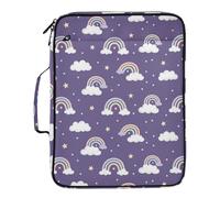 Kutsu Rainbow Cloud Expanding File Folder with 6 Pockets, Portable Accordion File Organizer with Labels, Removable 3 Ring Zipper Binder Bag for Office Supplies, 10.6x3x14.2 in