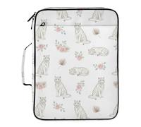 Kutsu Tiger Expanding File Folder with 6 Pockets, Portable Accordion File Organizer with Labels, Removable 3 Ring Zipper Binder Bag for Office Supplies, 10.6x3x14.2 in
