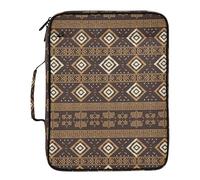 Kutsu Traditional Pattern Expanding File Folder with 6 Pockets, Portable Accordion File Organizer with Labels, Removable 3 Ring Zipper Binder Bag for Office Supplies, 10.6x3x14.2 in