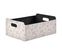 Kutsu Vintage Flower Heart Storage Basket, Foldable Open Storage Bins with Double Handle, Felt Boxes for Office Desk, Rectangular Closet Organizer Containers for Home Bedroom