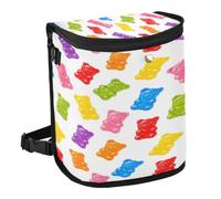 Kutsu Waterproof Car Trash Can with Lid, Gummy Bears Car Garbage Bin with Adjustable Strap, Multipurpose Organizer and Storage Bag for SUV Truck