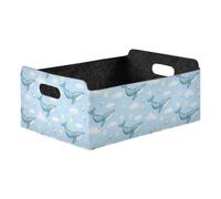 Kutsu Whale Cloud Storage Basket, Foldable Open Storage Bins with Double Handle, Felt Boxes for Office Desk, Rectangular Closet Organizer Containers for Home Bedroom