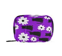 Kutsu White Flowers Cat Pill Box Portable Pill Case Travel Medicine Organizer for Fish Oil Vitamin Supplement