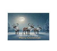 Kutsu Winter Reindeers 1000 Pieces Jigsaw Puzzle for Kids Teens Adults Family