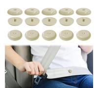 Kutyun 10PCS Seat Belt Buckle, Seat Belt Buckle Holder, Snap-on Seat Belt Button Stop, Car Accessories Seat Belt Stopper Button Universal for Prevent Seatbelt Clip from Sliding Down (Beige)