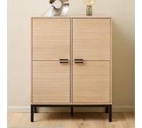 kutztown tall wooden storage cabinet with 4 doors in white oak