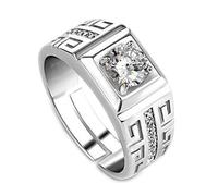 Kuuddker 1 Pcs Elegant Diamond Men's Ring Crystal Open Rings Wedding Jewelry For Men Boys-It Can Be adjustable, SILVER, 160714
