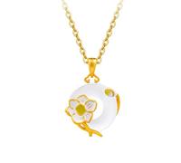 KUUFUUT 925 Sterling Silver Handmade Enamel Flower Pendant for Women Twelve Flower Deities Guardian Necklace Jewellery Birthday Gifts for Women Girls December Narcissus
