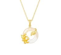 KUUFUUT 925 Sterling Silver Necklace for Women Twelve Flower Deities Pendant Inlaid Chalcedony Guardian Choker Astrology Jewellery Birthday Gift for Girls September Chrysanthemum