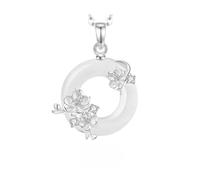 KUUFUUT 925 Sterling Silver Pendant Necklaces for Women, Dainty Womens Silver Twelve Flower Deities Pendant Necklace with White Chalcedony Gift Boxed February Apricot Blossom