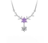 KUUFUUT Flower Necklace Pendant for Women, 925 Sterling Silver Necklace Twelve Flower Deities Pendant Inlaid Zircon Women's Girl'S Jewelry Birthday Gifts September Crape Myrtle