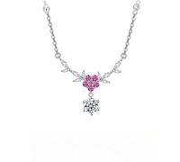 KUUFUUT Flower Necklace Pendant for Women, 925 Sterling Silver Necklace Twelve Flower Deities Pendant Inlaid Zircon Women's Girl'S Jewelry Birthday Gifts January Plum Blossom