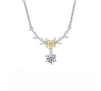 KUUFUUT Flower Necklace Pendant for Women, 925 Sterling Silver Necklace Twelve Flower Deities Pendant Inlaid Zircon Women's Girl'S Jewelry Birthday Gifts February Apricot Blossom