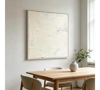 KUUFUUT Hand Painted Cream Wabi-Sabi Abstract Modern Wall Art Oil Painting Simple Plain Tone Canvas Decor Artwork for Dining Room Living Room Background 120X120Cm（47X47Inch）