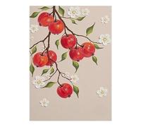 KUUFUUT Hand-Painted Thick-Texture Red Pomegranate Blossom with White Blossom Flowers Canvas Oil Painting Fruit Botanical Artwork Farmhouse Style Wall Decor 150X220Cm（60X88Inch ）