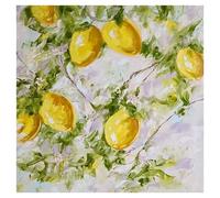 KUUFUUT Large Canvas Wall Art Minimalist Decor Living Room Pictures Fresh Lemon Wall Decor Hand Painted Artwork for Bedroom Kitchen Hotel Wall Decoration 100X100Cm（40X40Inch）