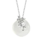 KUUFUUT Necklace Pendant for Women, 925 Sterling Silver Necklace,Twelve Flower Deities Guardian Pendant with White Chalcedony Women's Girl'S Jewelry Gift August Sweet Osmanthus