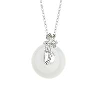 KUUFUUT Necklace Pendant for Women, 925 Sterling Silver Necklace,Twelve Flower Deities Guardian Pendant with White Chalcedony Women's Girl'S Jewelry Gift June Lotus